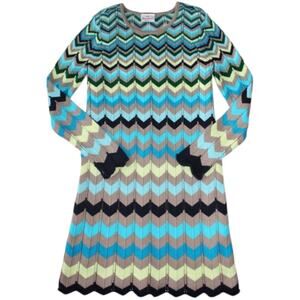 Hanna Andersson Multicolor Chevron Knit Sweater Dress Size 130 Size 8